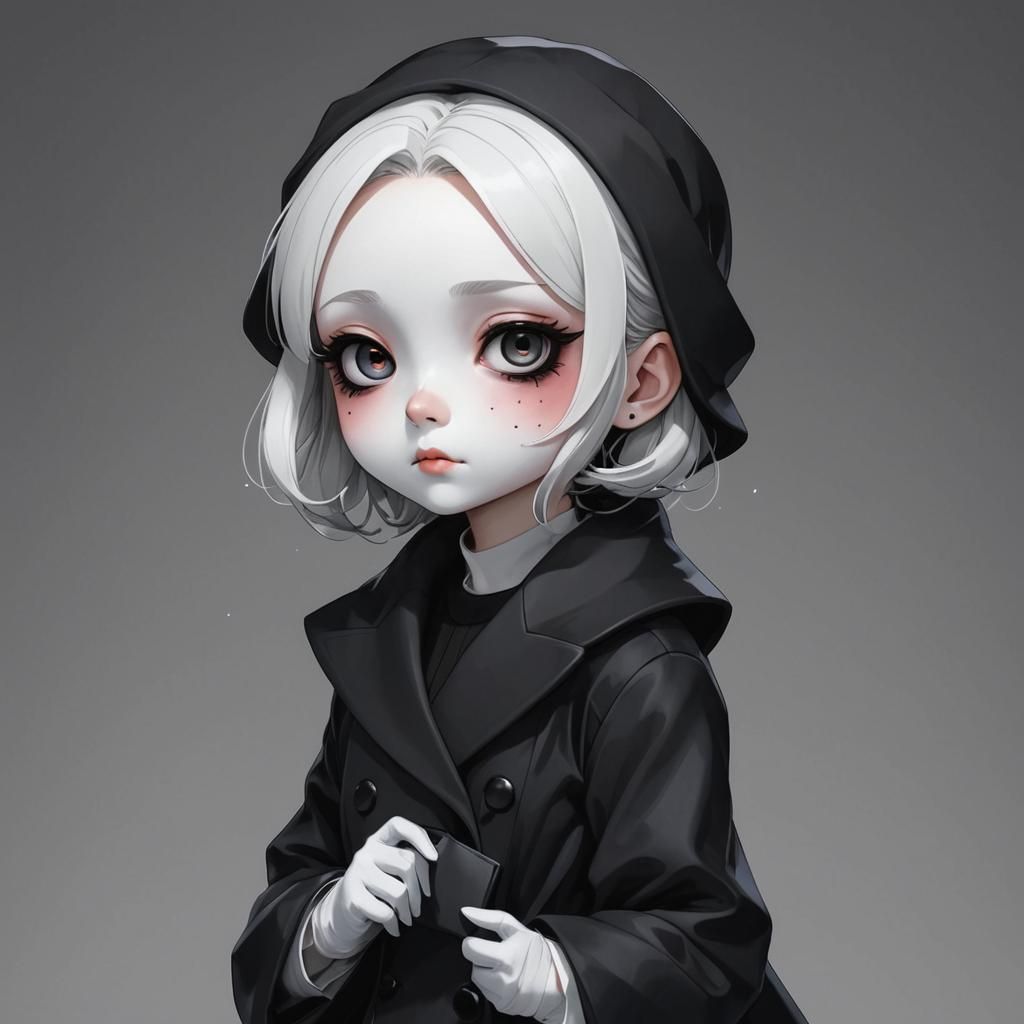 Serene Chibi Mime Girl in Anime Style