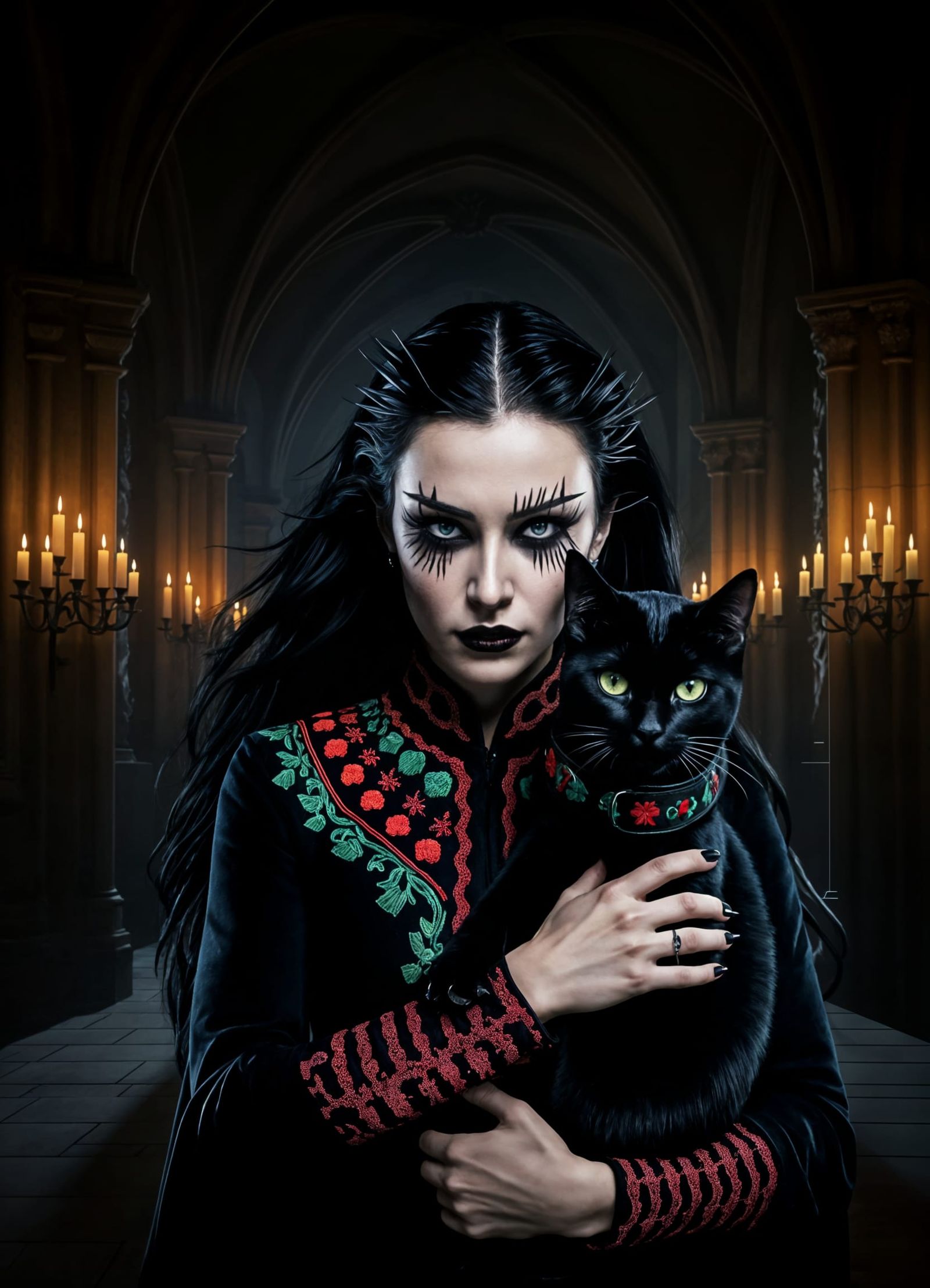 Gothic Palestinian Woman Portrait in Black Dress