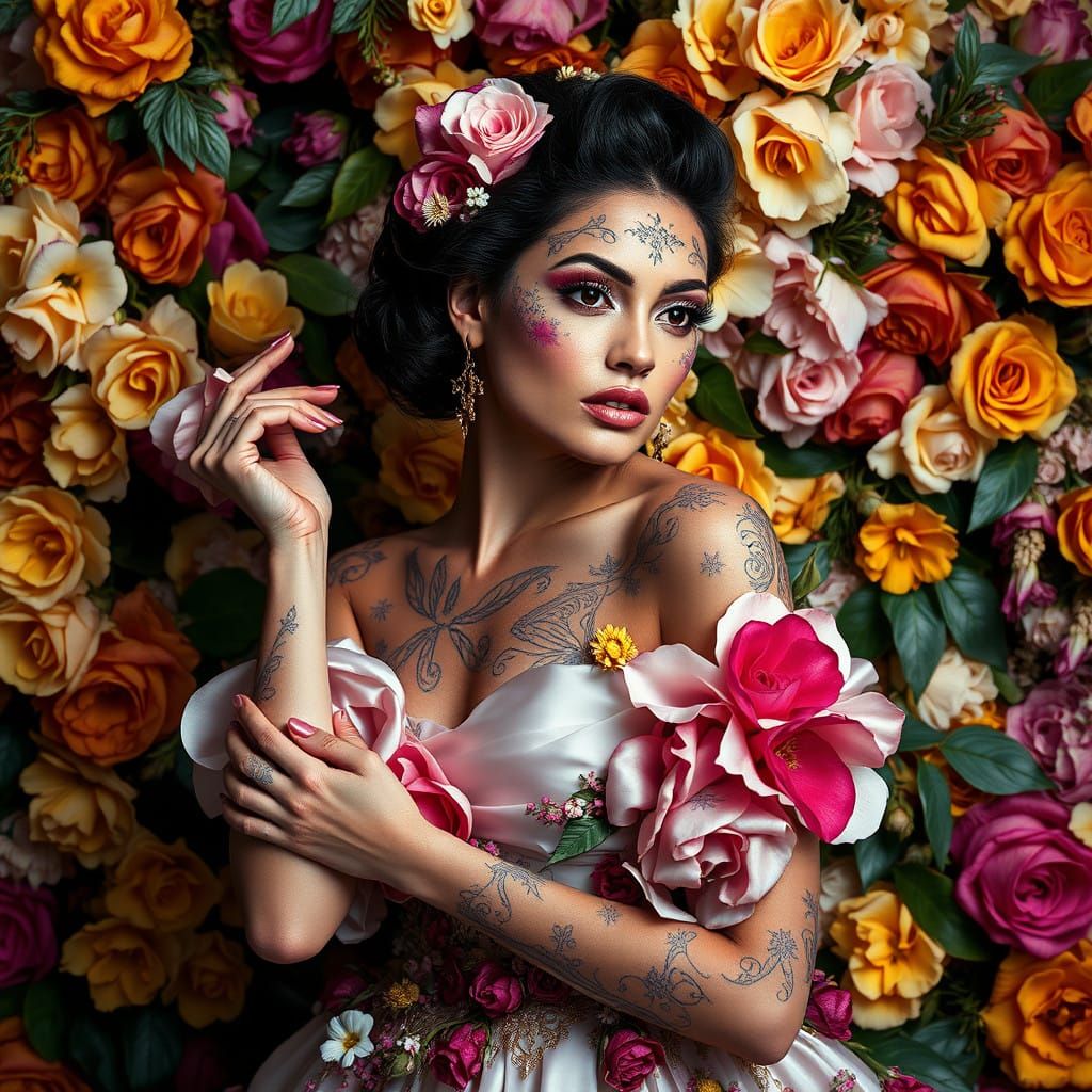 Ethereal Floral Goddess emerges from Haute Couture Fantasy