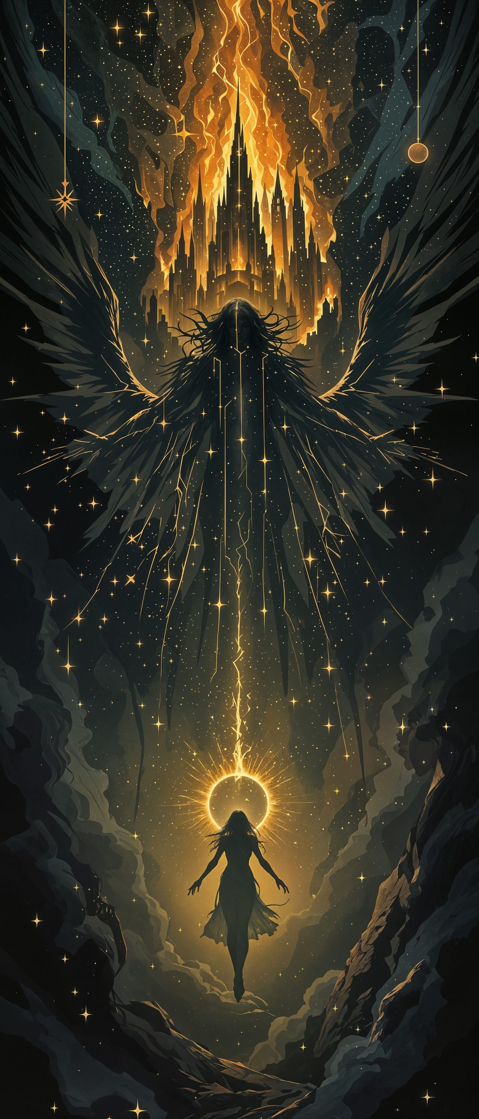 Tragic Fallen Angel in a Burning Celestial City