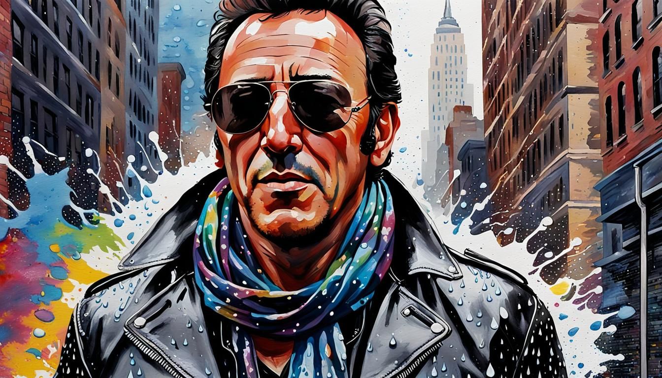 Pop Art Portrait: Man in Leather Jacket in NYC