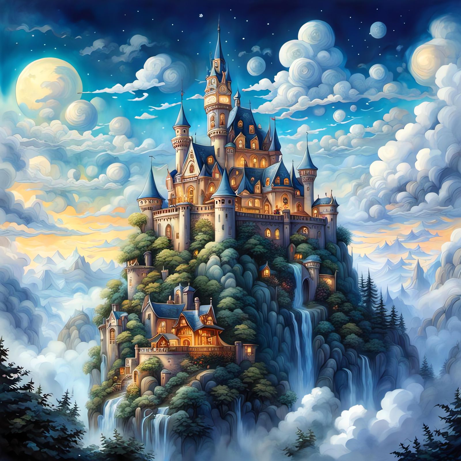 Joyful Watercolor Painting with Happy Faces