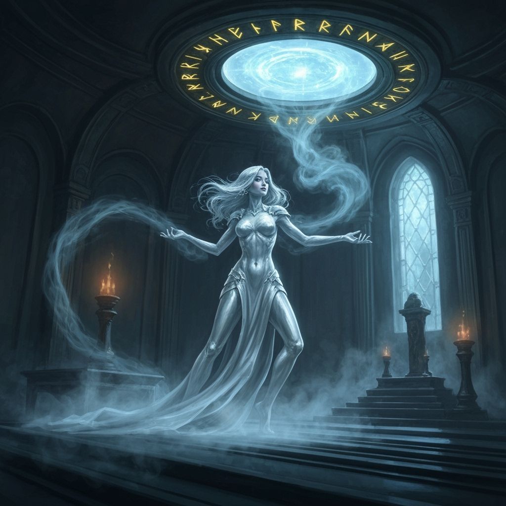 Ethereal Sorceress in Misty Chamber