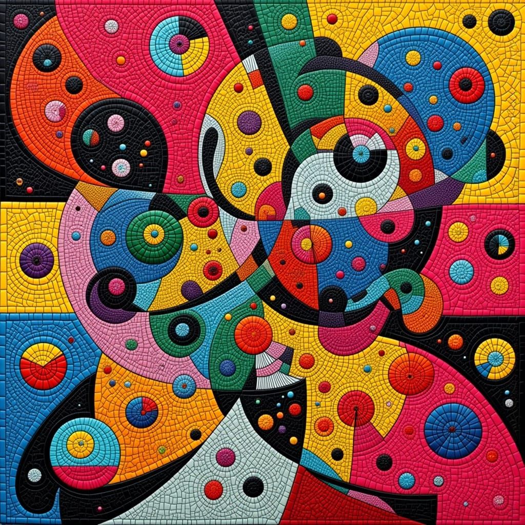 Bauhaus-Inspired Quilt in Vibrant Triadic Colors