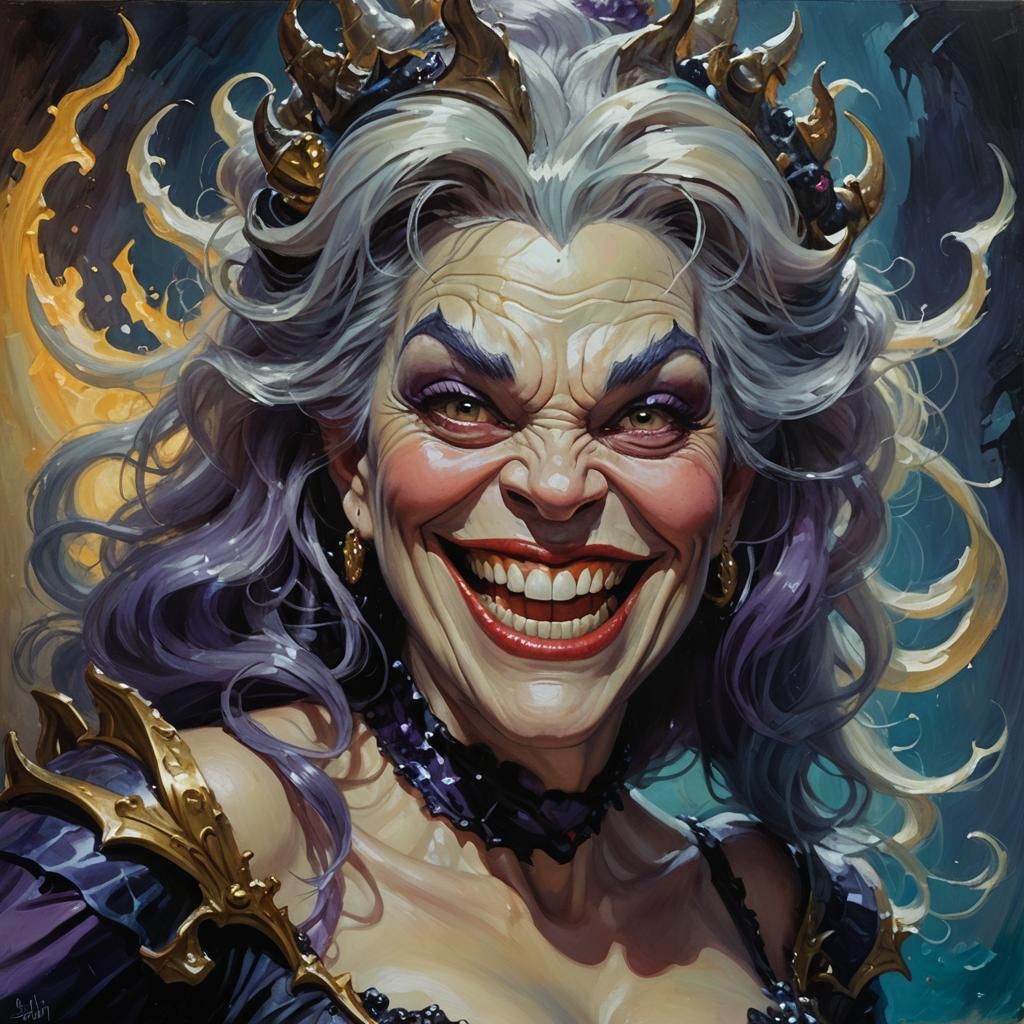 Evil Ursula Smiling, Oil Painting
