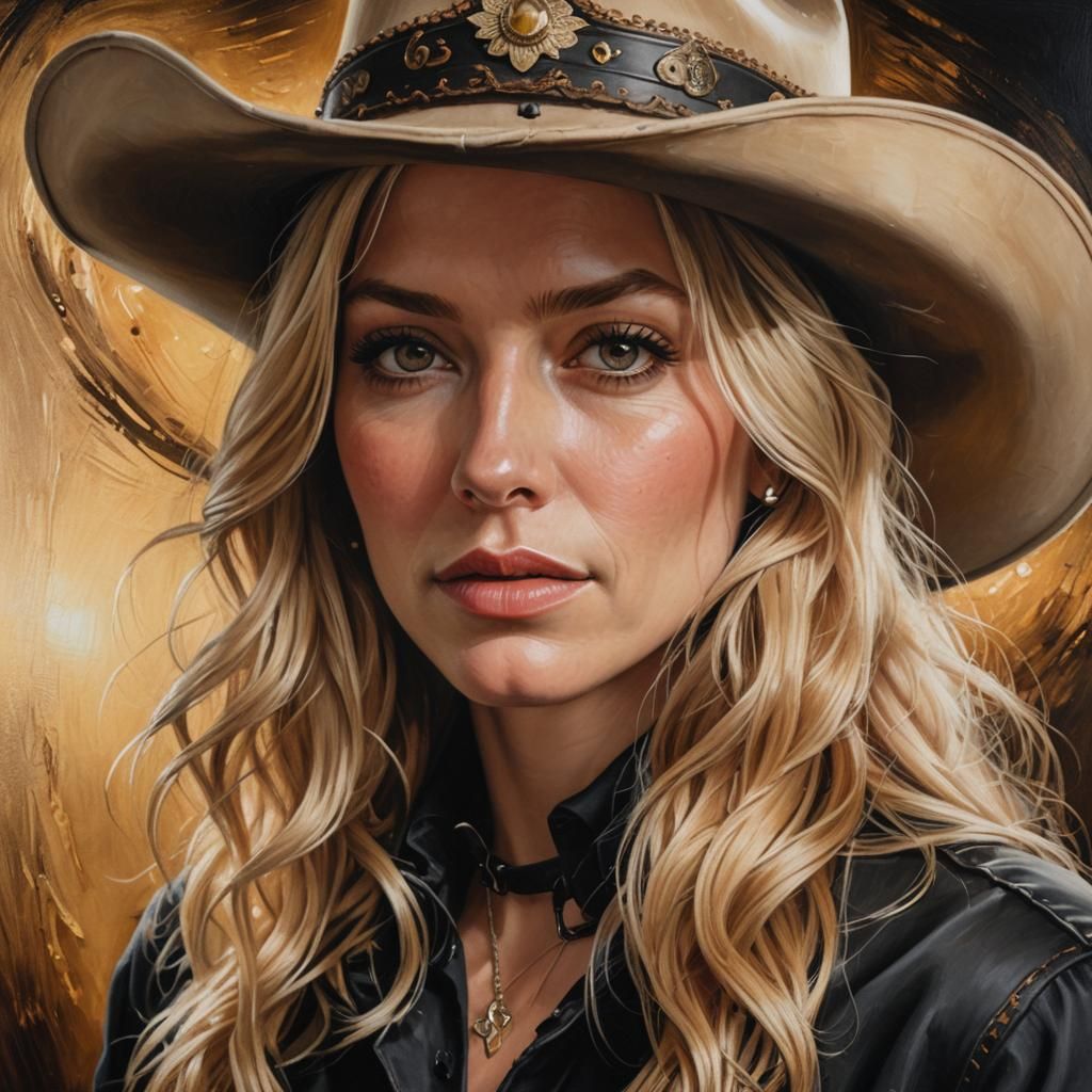 Beautiful Cowgirl Portrait in Hyper-Realistic Digital Art