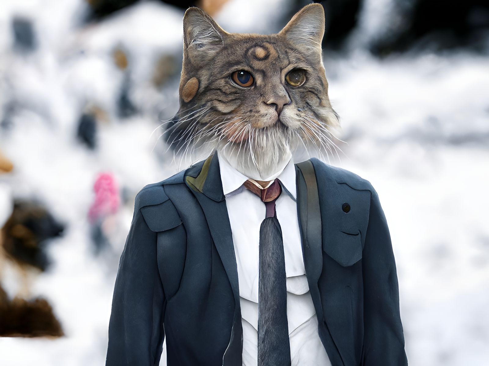 Sci-Fi Surreal Cat-Headed Man Portrait