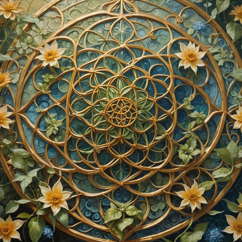 Ethereal Flower of Life as Impressionist Oil Painting