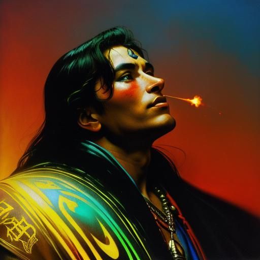 Photorealistic Surrealist Image with Figures and Symbols