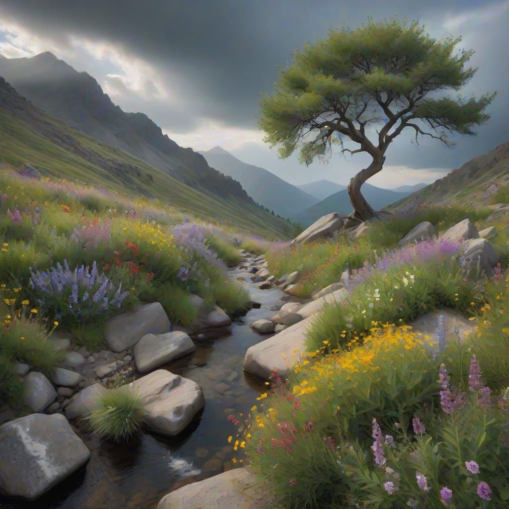 Serene Mountain Landscape Representing Borderline Personalit...