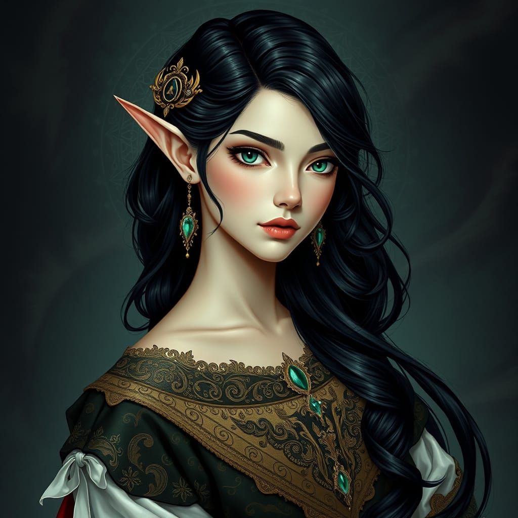 Elegant Half-Elf Noble Woman Radiates Dignified Poise