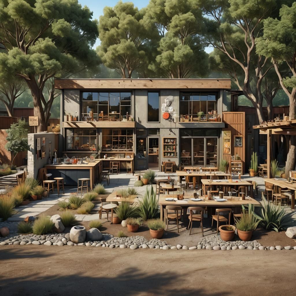 Rustic Art Studio and Restaurant Concept Art