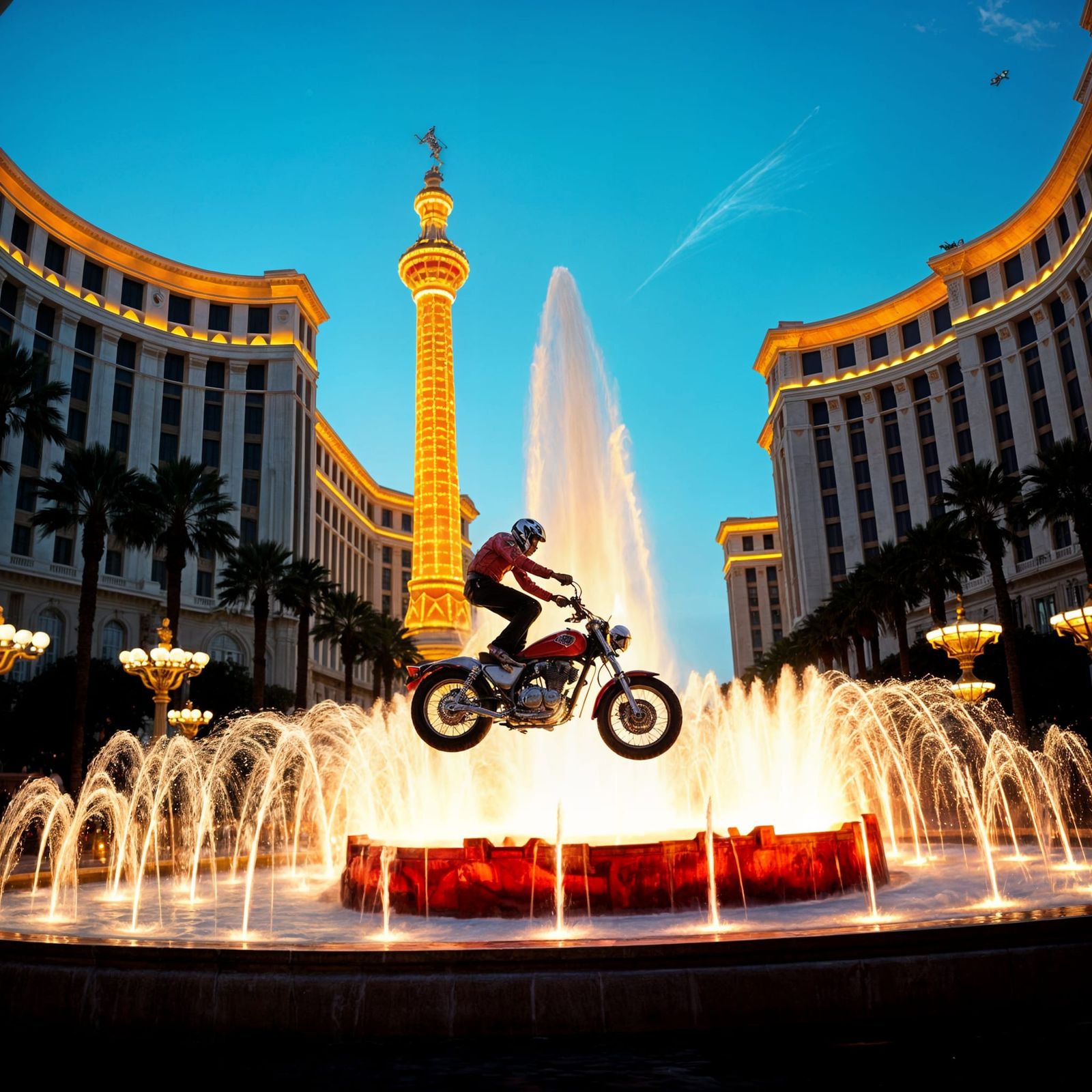 Evel Knievel Jumps Caesars Palace Fountain