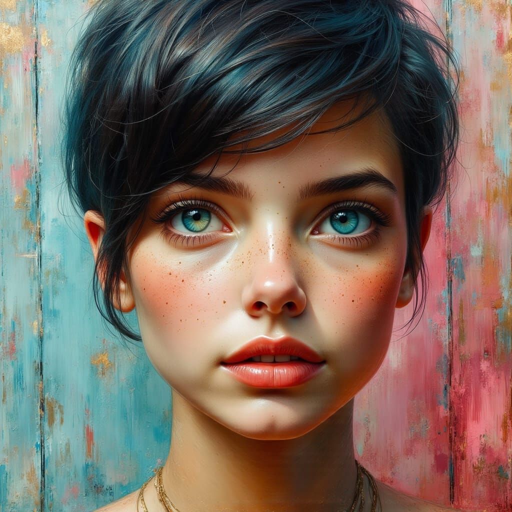 Vibrant Portrait of a Sassy Woman with Colorful Eyes