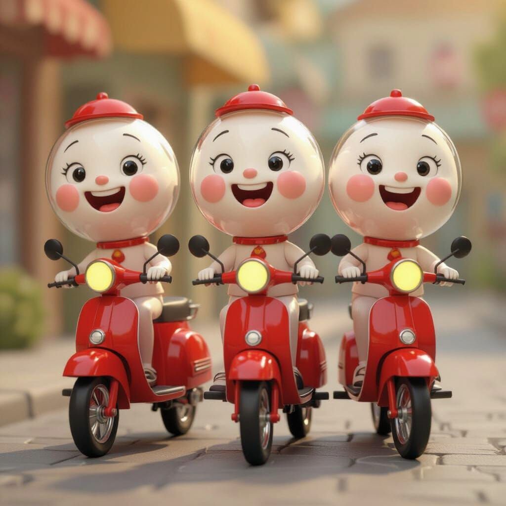 Whimsical Gumball Machines on Happy Bikes in 3D Animation St...