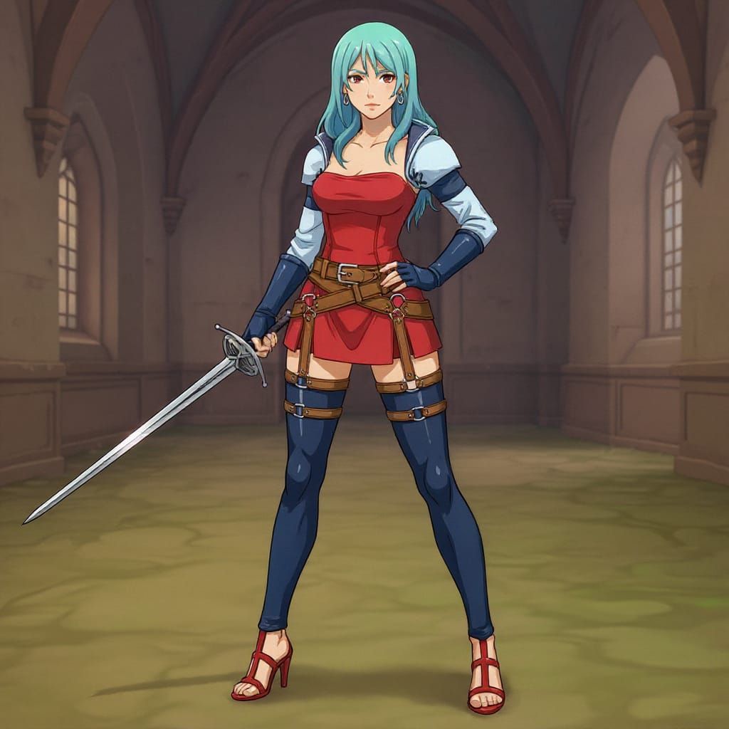 Castle Hall Interior with RPG Character