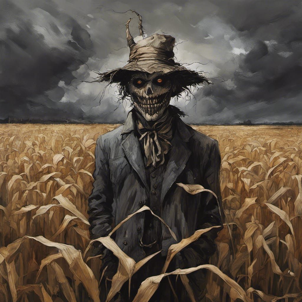 Sinister Scarecrow in Cornfield, Graffiti Art