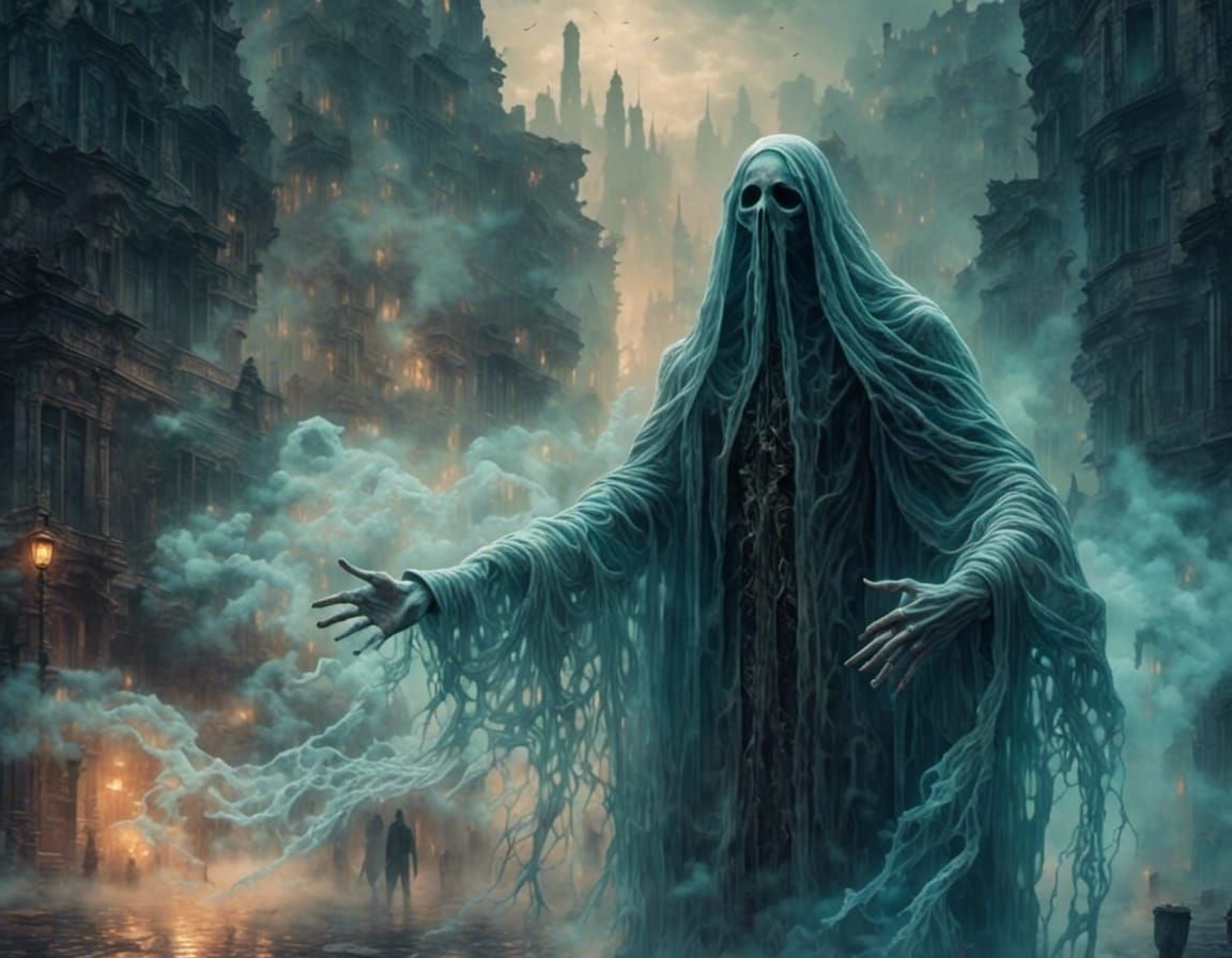 Ghostly Watcher in Smoky Night