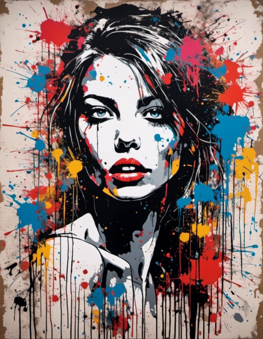 Graffiti Portrait of a Beautiful Woman