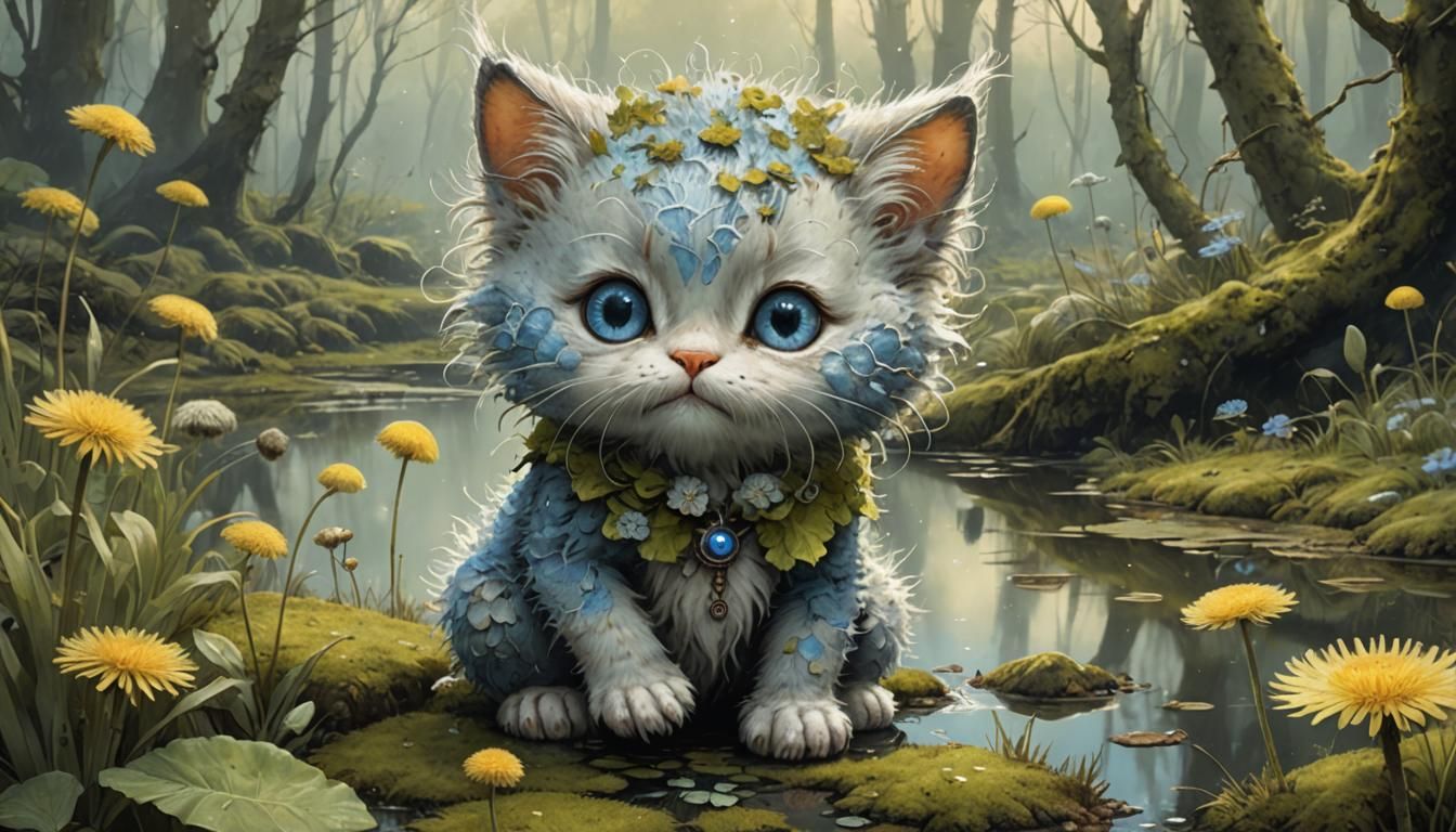 Adorable Humanoid Kitty in Jean-Baptiste Monge Style