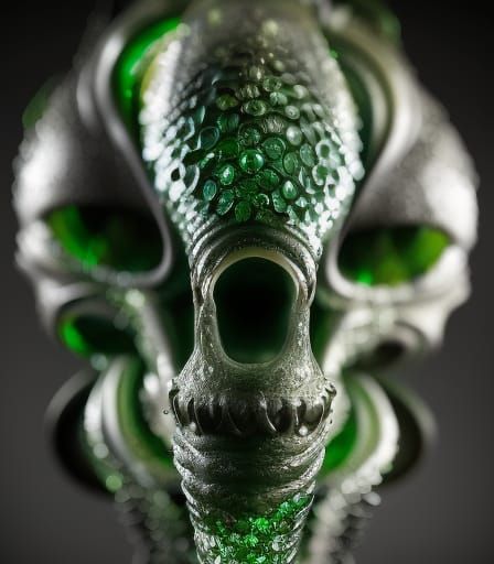 Cthulhu in Hooker's Green Crystal: Hyperrealistic Photo