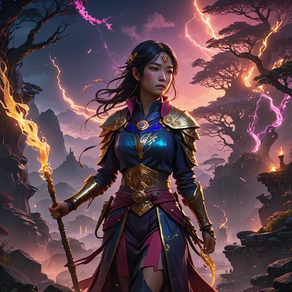 Anime Heroine in Mystical Landscape: Fantasy Concept Art