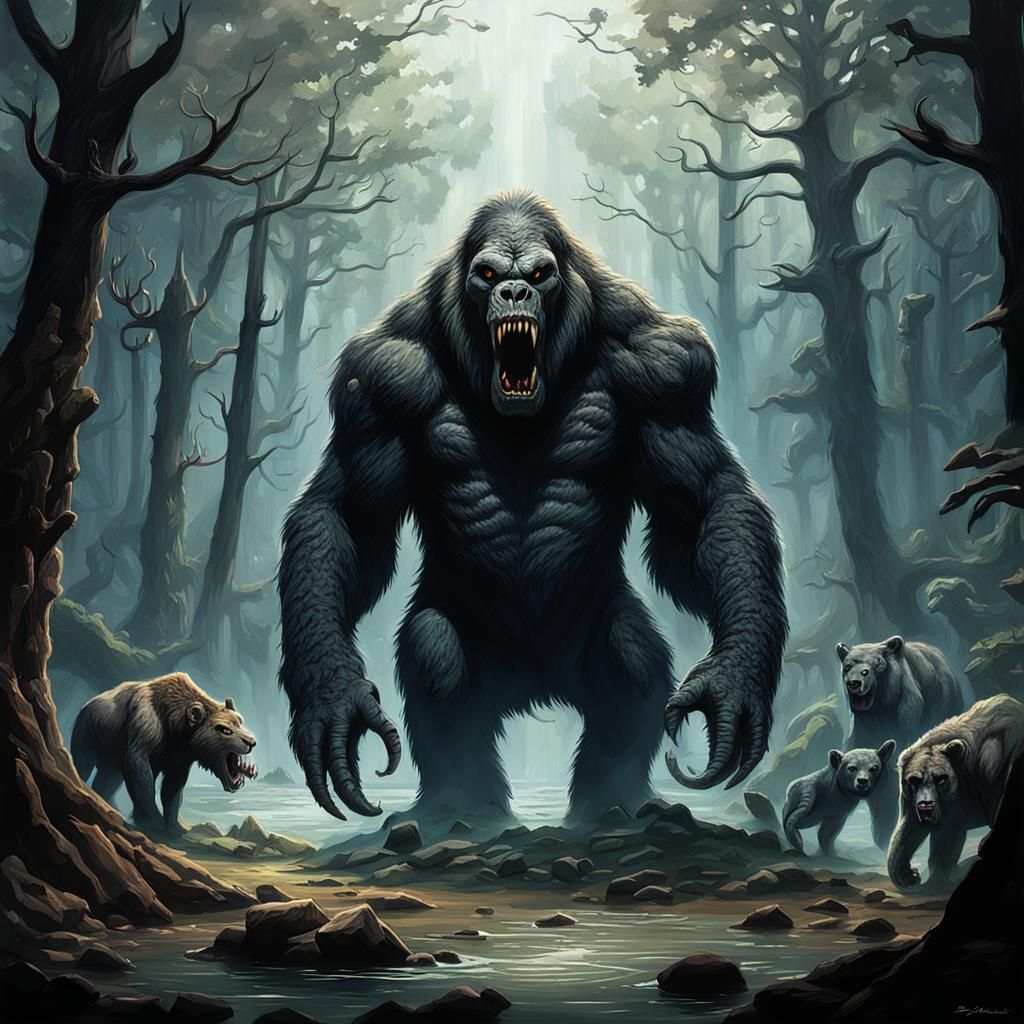 Sinister Prehistoric Animals Scene