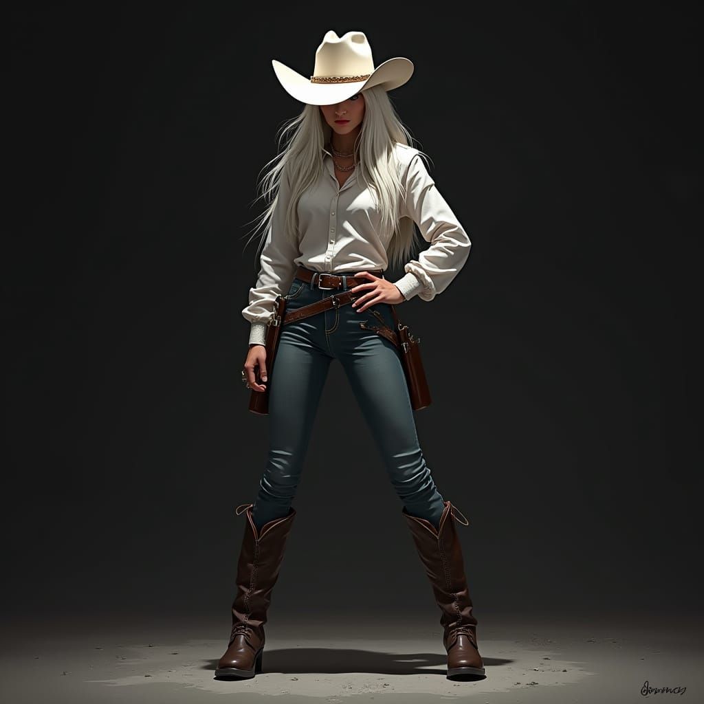 Cowgirl Portrait in Dynamic Comic Book Style