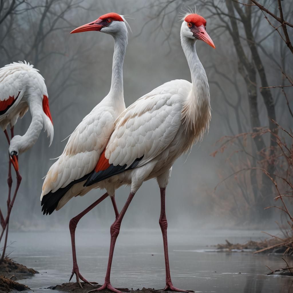 The Siberian crane, One of the most endangered species on ea...