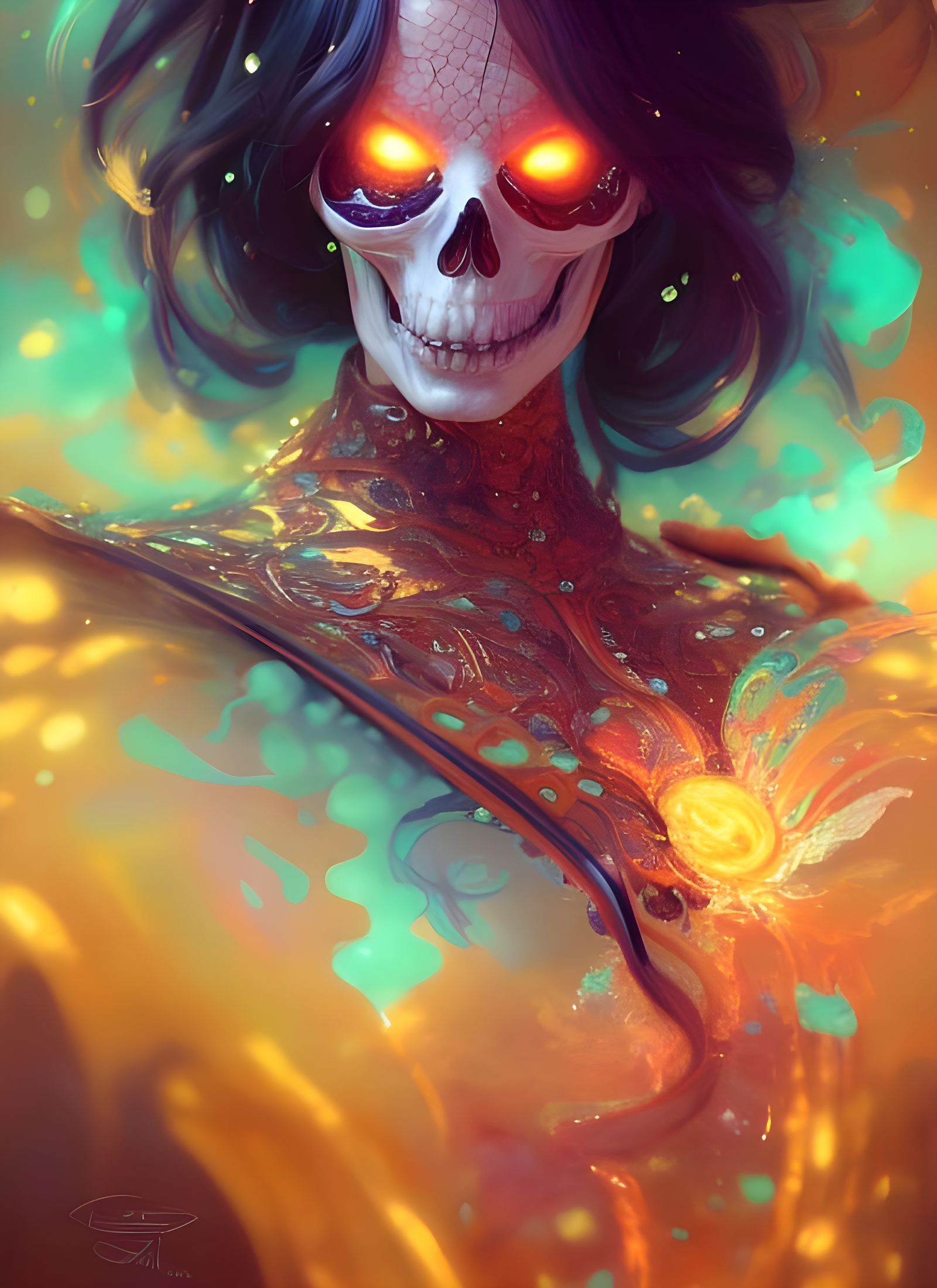 Candy Ghost Rider Fantasy Portrait in Digital Art