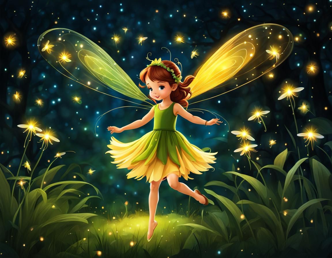 Enchanting Fairy Dance with Fireflies