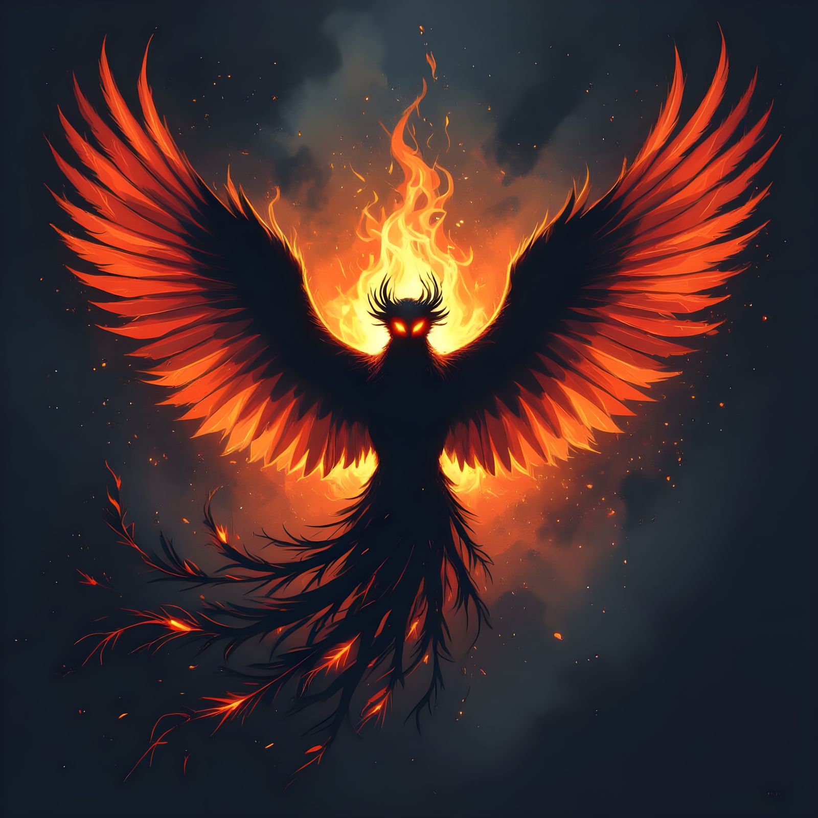 Phoenix Rising: Fiery Silhouette in Ethereal Colors