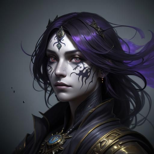 Mysterious Figure Portrait with Ink Splashes