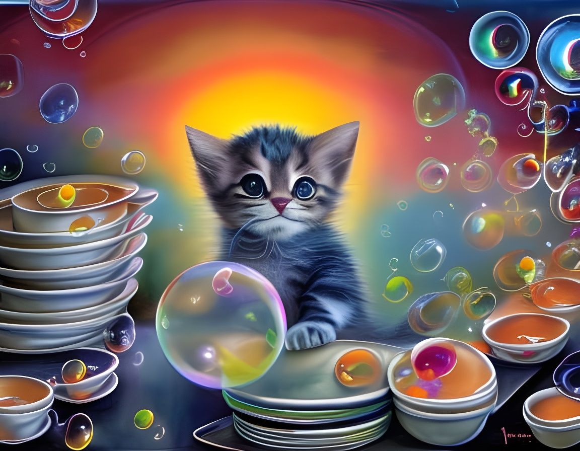 Kitten's Kitchen Chaos: Botanical Art in 8k