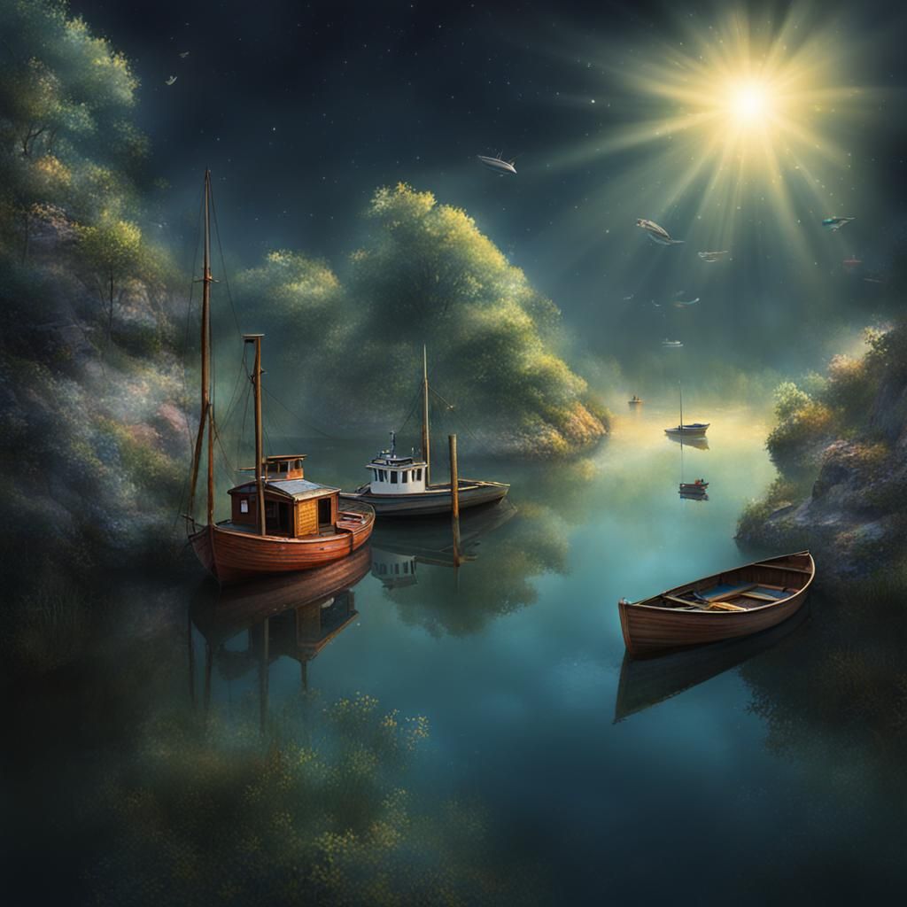 AI-Generated Image of Boats
