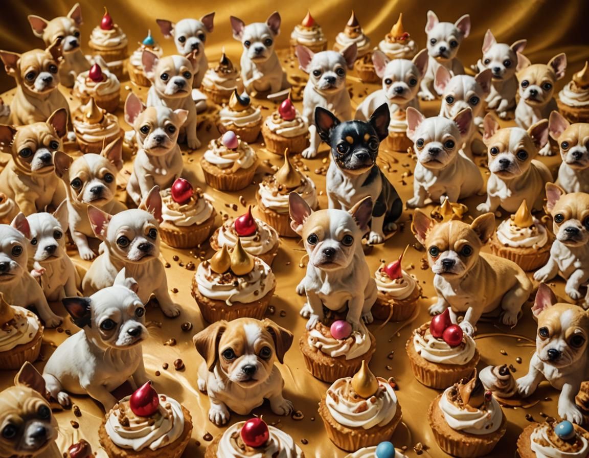Dogs Attack Cake: A Macro Surrealist Dream