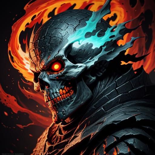 Hyperrealistic Lava King Skeleton Concept Art