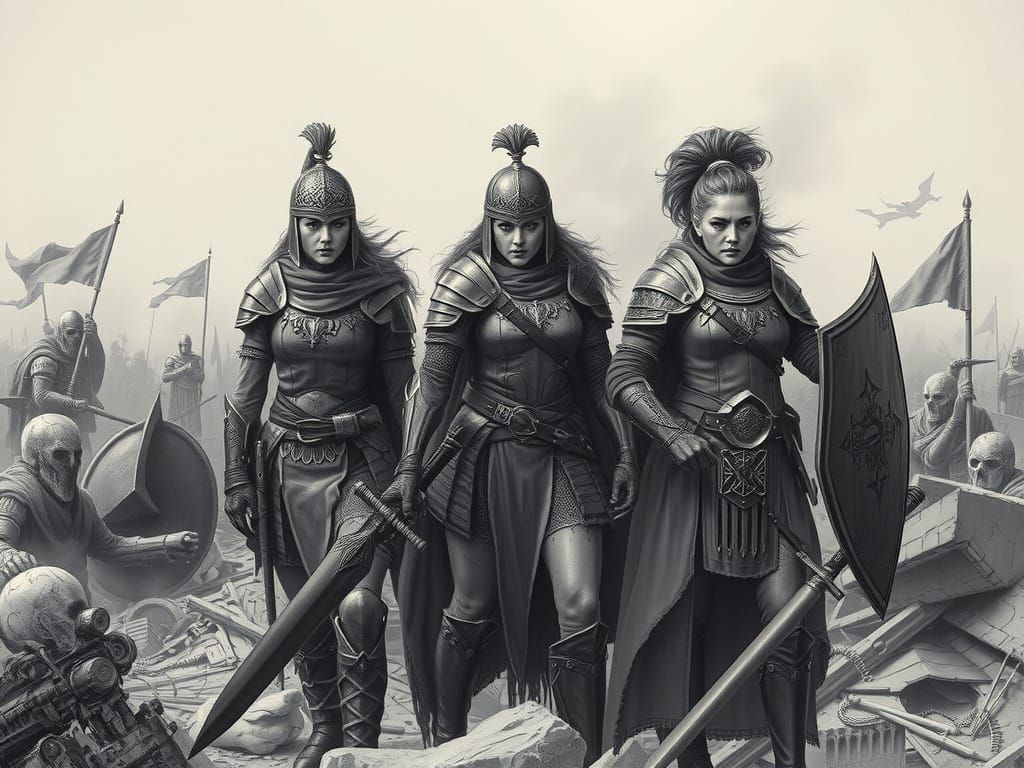 Triumphant Female Warriors in Dark Fantasy Art