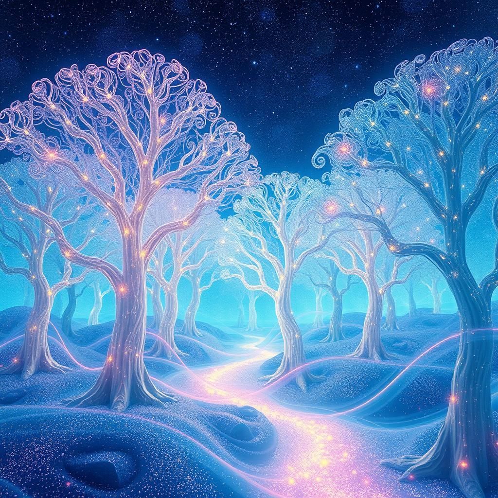 a mystical land composed of stardust and biometric light wav...