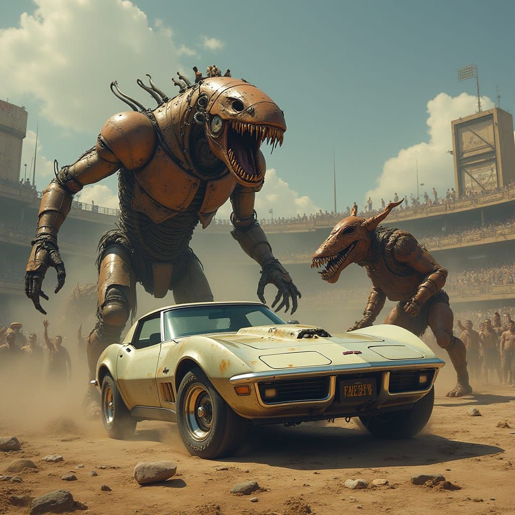 Cyberpunk Metal Beasts Clash in Thunderdome