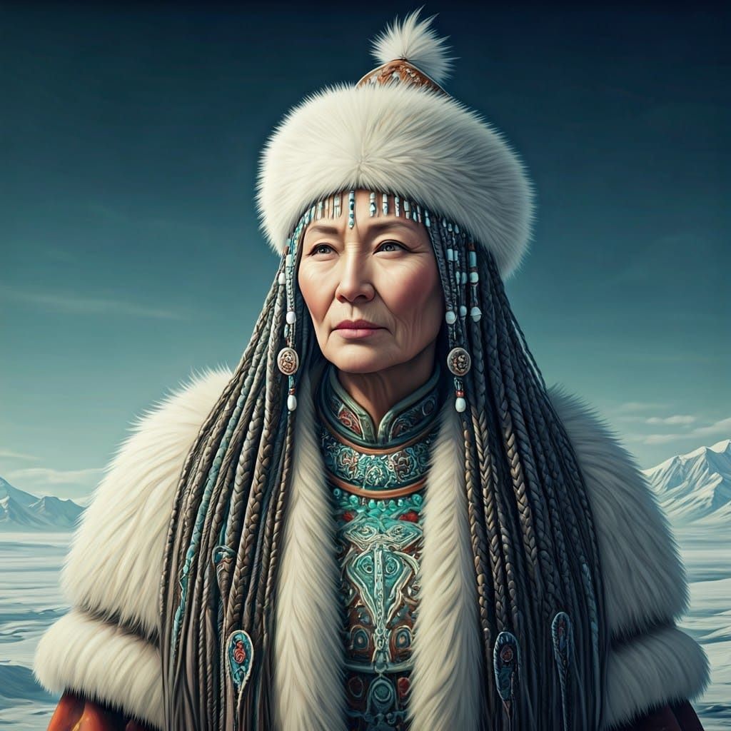 Siberian Earth Goddess in Traditional Regalia