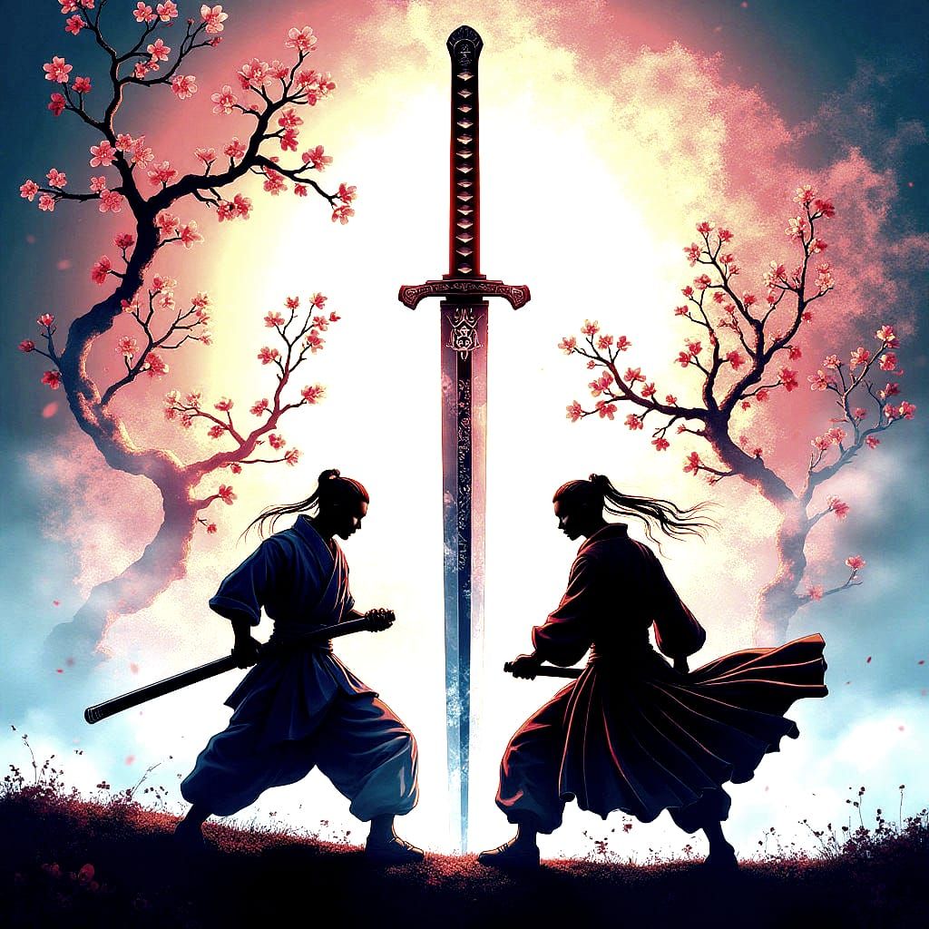 Katana Tattoo Design with Japanese Elements