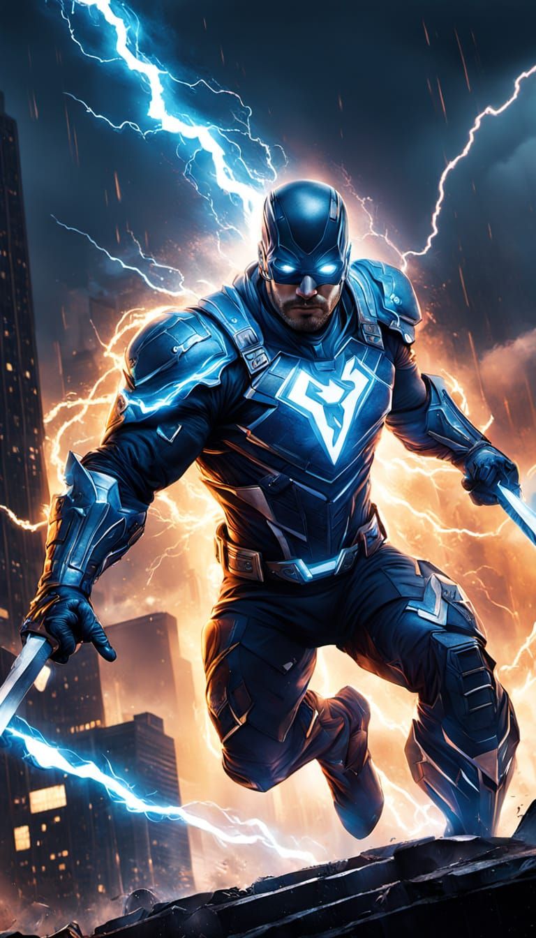 Heroic Lightning Sword Master Unleashes Stormy Fury