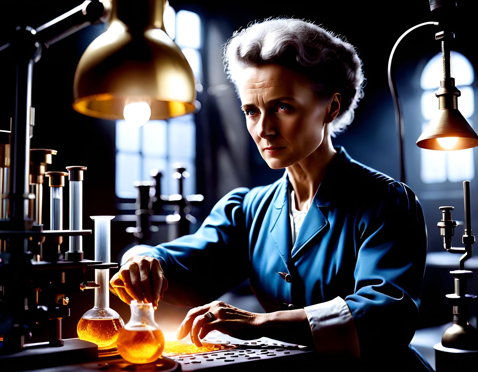 Marie Curie in Laboratory: Hyperrealistic Professional Photo