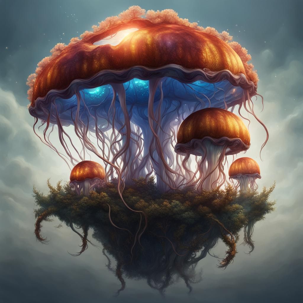 Fantastical Jellyfish in Detailed Matte Painting