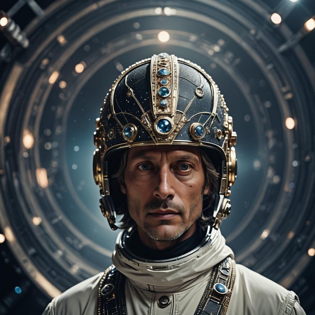 Surreal Astronaut Helmet Reflecting Alien World