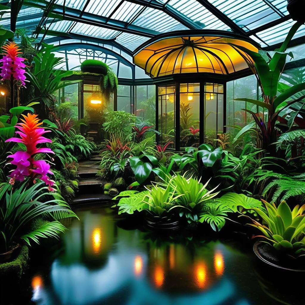 Urban Cloud Forest Conservatory at Night