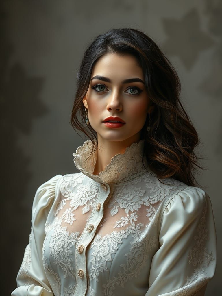 Elegant Woman in Dramatic Lighting with Bold Brushstrokes