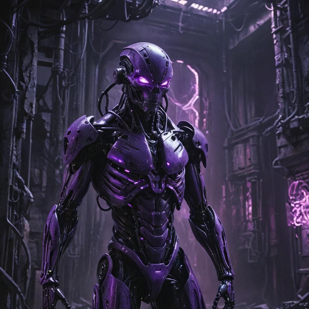 Alien Cyborg in Ruins: Hyper-Realistic Digital Art