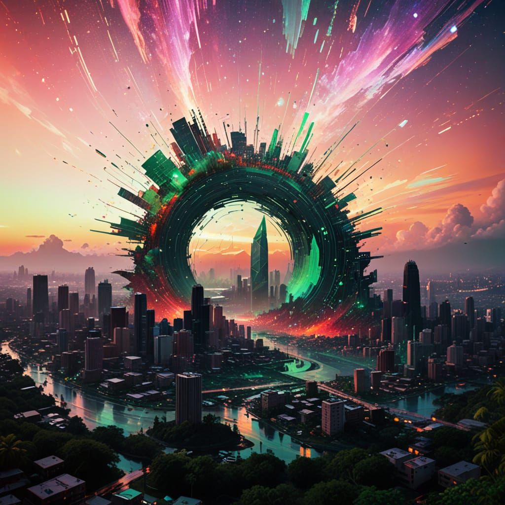 Digital Vortex in Glitchcore Style